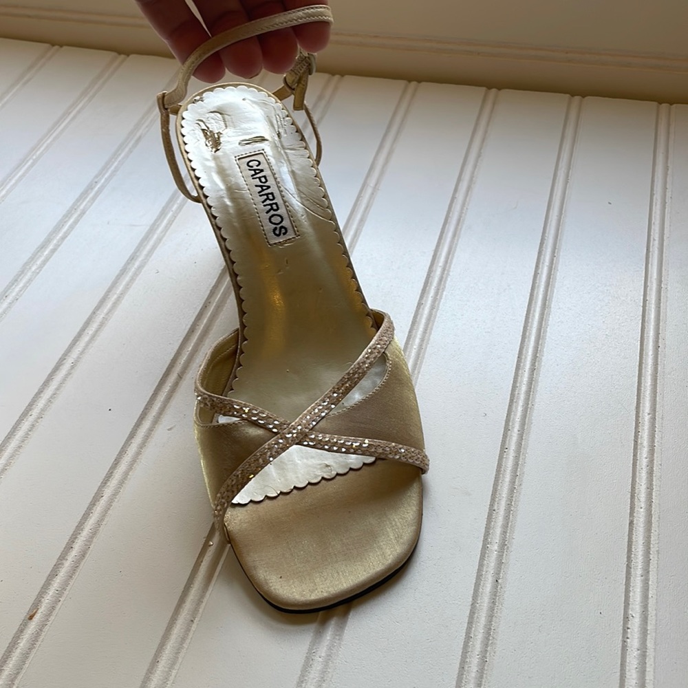 Caparros strappy champagne open toe sling back sandals size 9.5